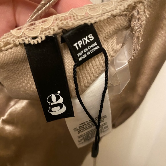 Rose gold satin lace tie back camisole XS - Picture 3 of 4